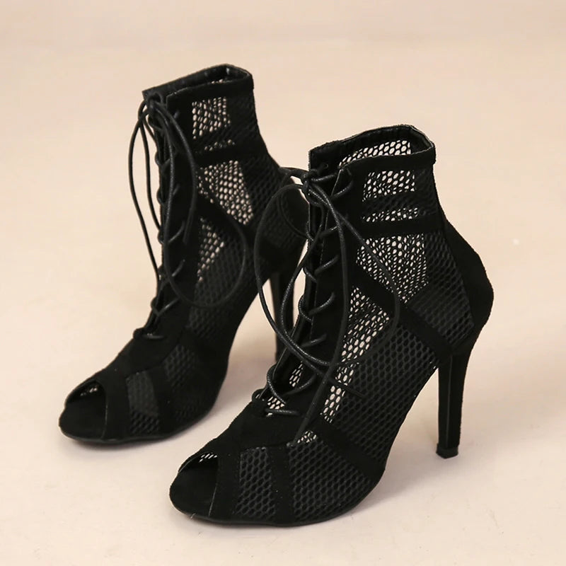 Mesh High Heels Stylish Summer Sandals - Glamora