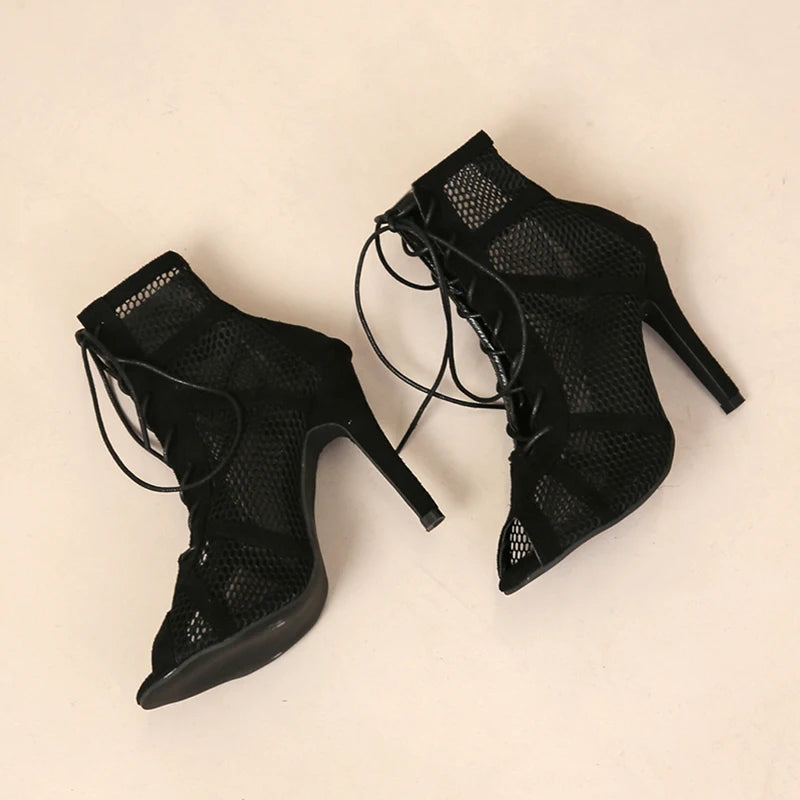 Mesh High Heels Stylish Summer Sandals - Glamora