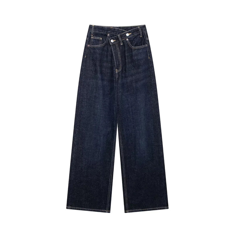 Asymmetric High Waist Wide Leg Jeans - Glamora
