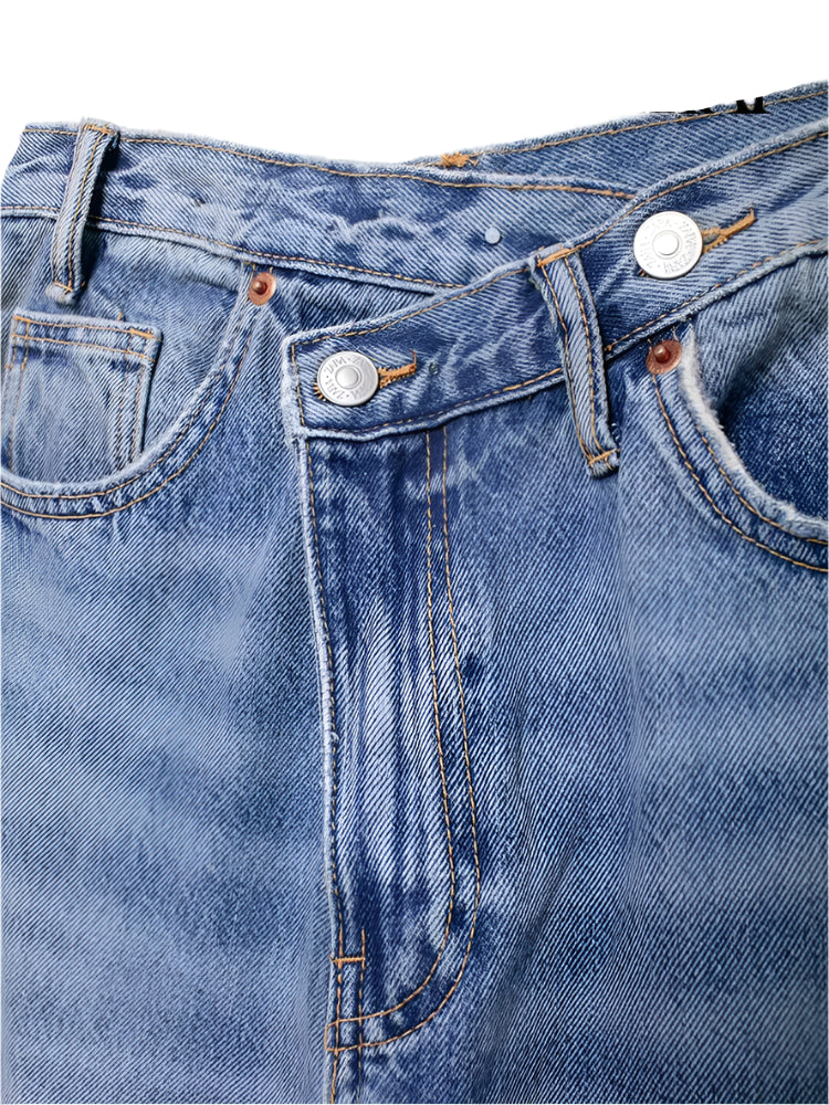 Asymmetric High Waist Wide Leg Jeans - Glamora