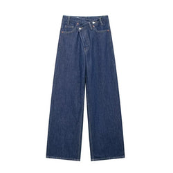 Asymmetric High Waist Wide Leg Jeans - Glamora