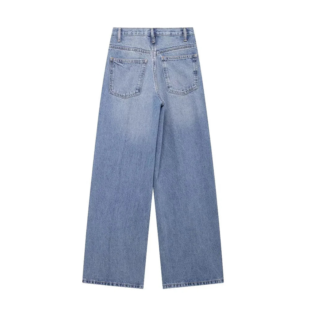Asymmetric High Waist Wide Leg Jeans