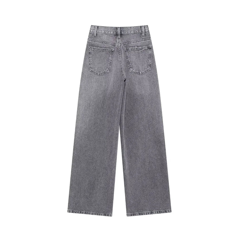 Asymmetric High Waist Wide Leg Jeans - Glamora