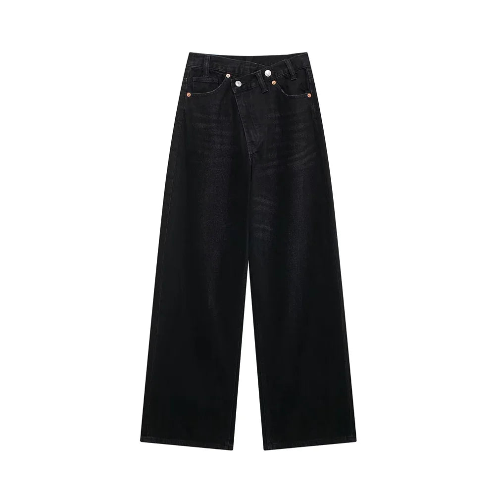 Asymmetric High Waist Wide Leg Jeans
