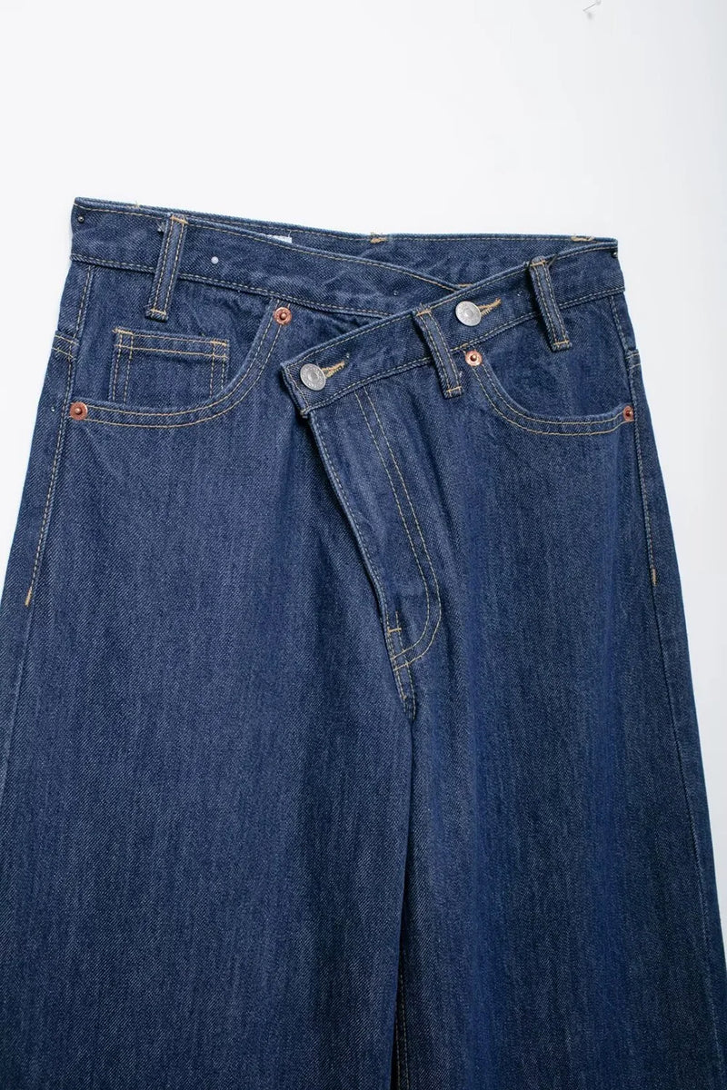 Asymmetric High Waist Wide Leg Jeans - Glamora