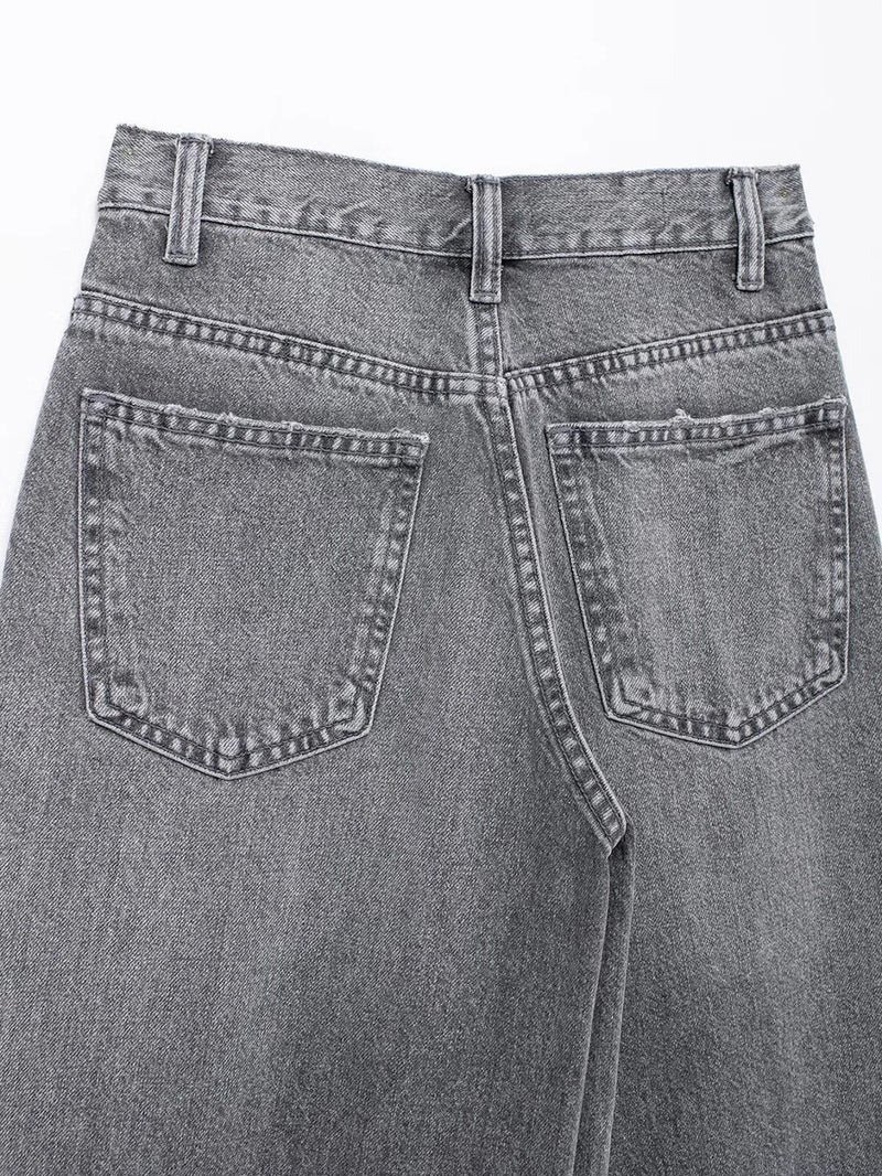 Asymmetric High Waist Wide Leg Jeans - Glamora