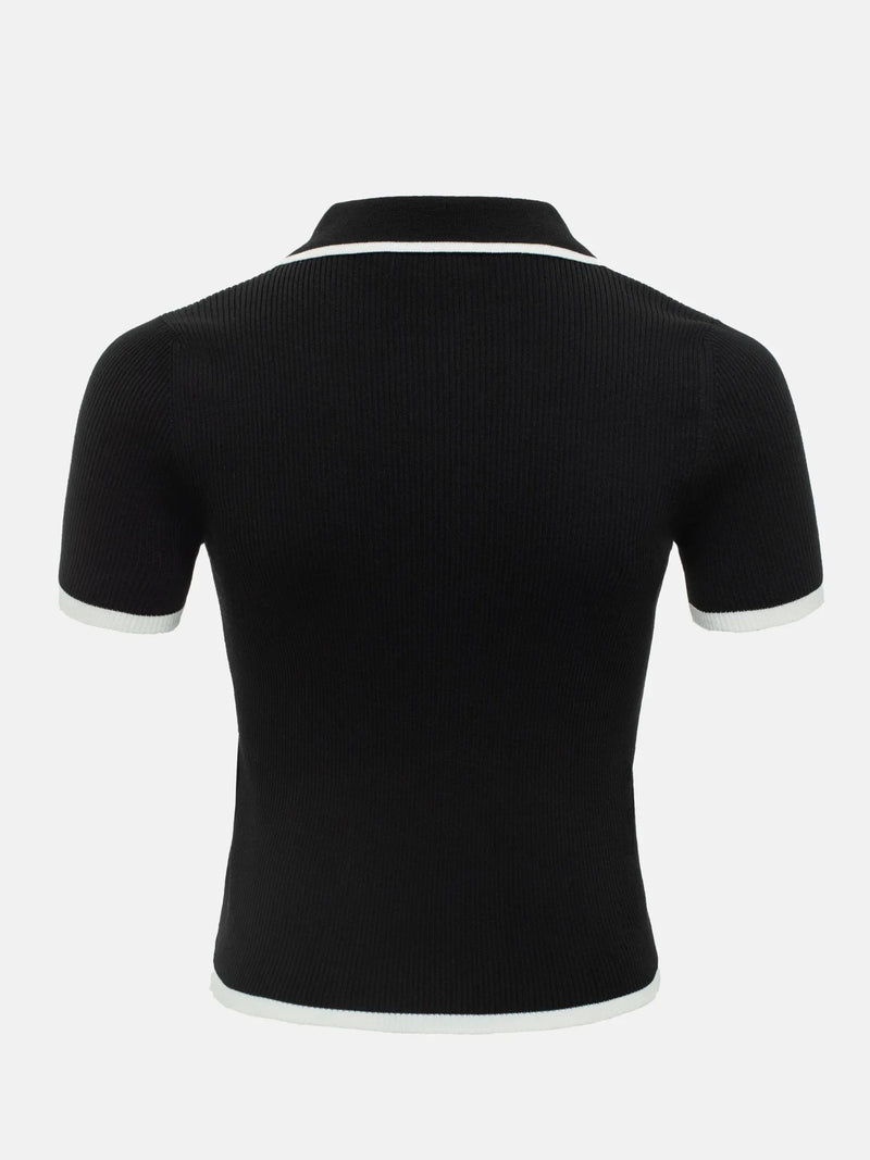 Knitted Short Sleeve Pullover Slim Fit Women - Glamora