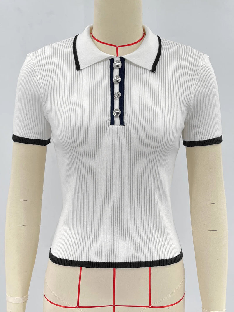 Knitted Short Sleeve Pullover Slim Fit Women - Glamora