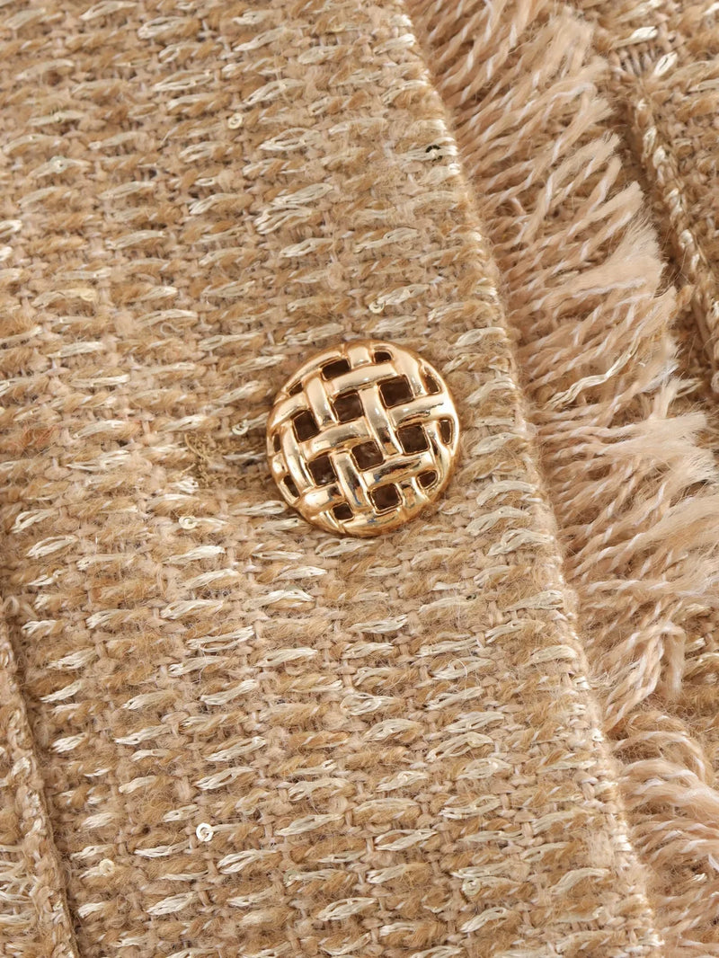 Woolen Tweed Jacket Cozy Women Outerwear - Glamora