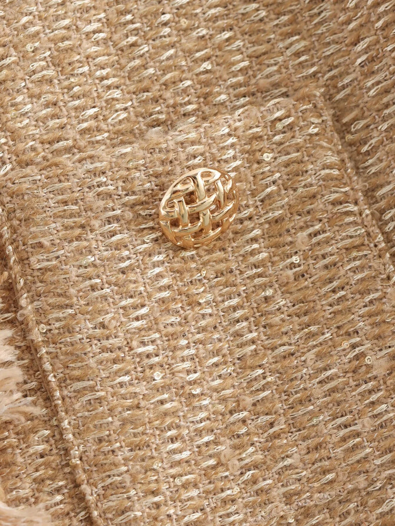 Woolen Tweed Jacket Cozy Women Outerwear - Glamora