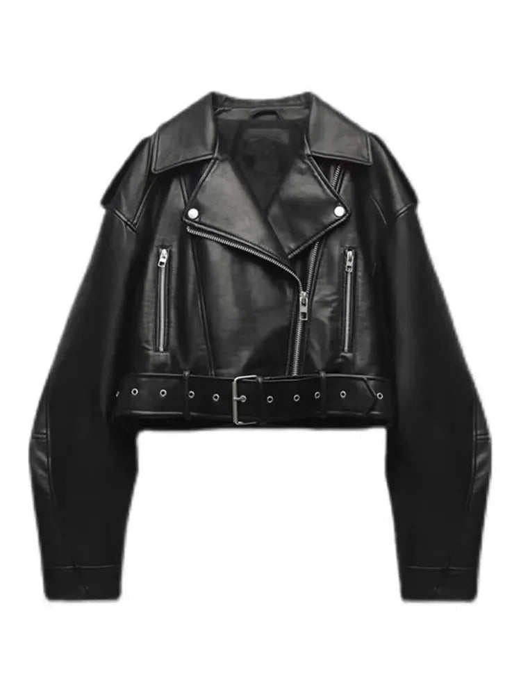 Oversized Faux Leather Jacket Stylish Streetwear - Glamora