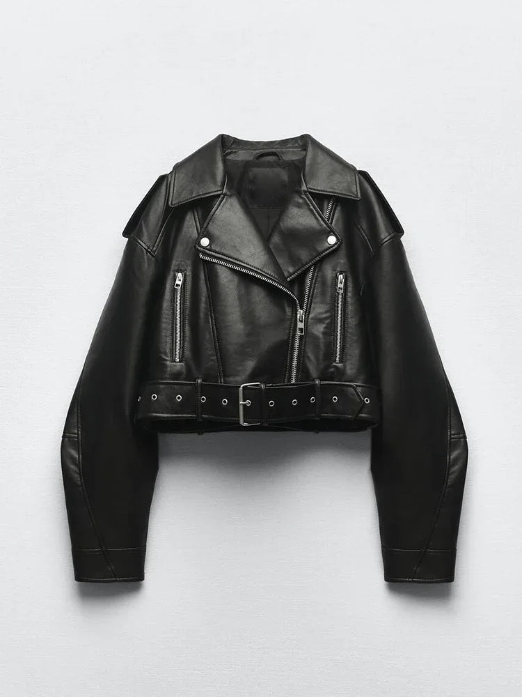 Oversized Faux Leather Jacket Stylish Streetwear - Glamora