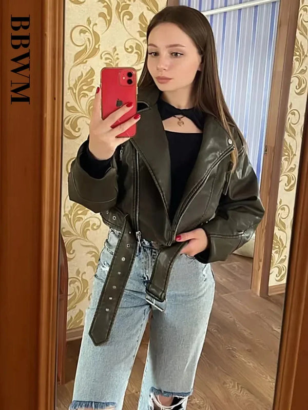 Oversized Faux Leather Jacket Stylish Streetwear - Glamora