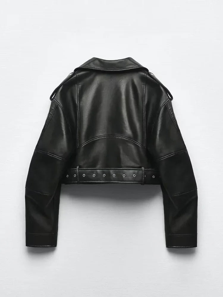 Oversized Faux Leather Jacket Stylish Streetwear - Glamora
