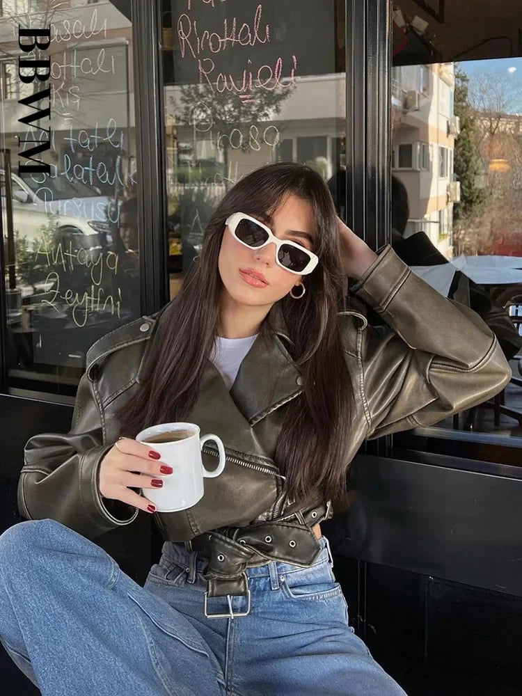 Oversized Faux Leather Jacket Stylish Streetwear