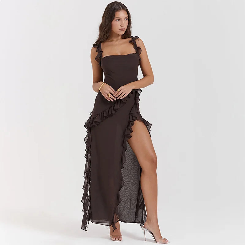 Pleated Backless Red Dress Partywear - Glamora