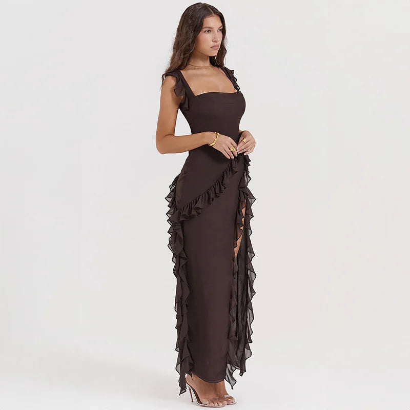 Pleated Backless Red Dress Partywear - Glamora
