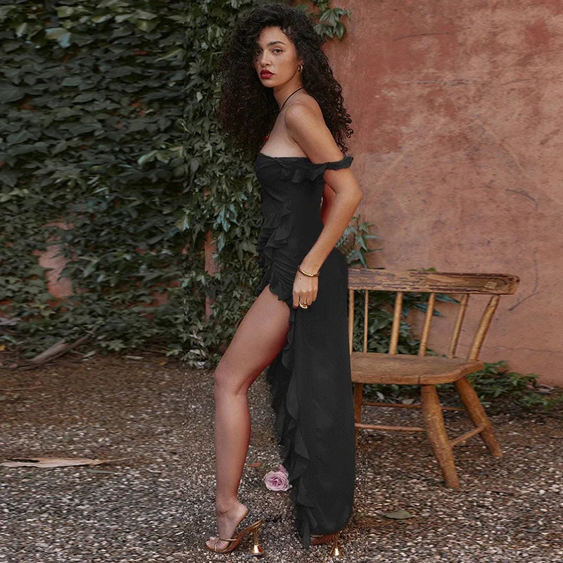 Pleated Backless Red Dress Partywear