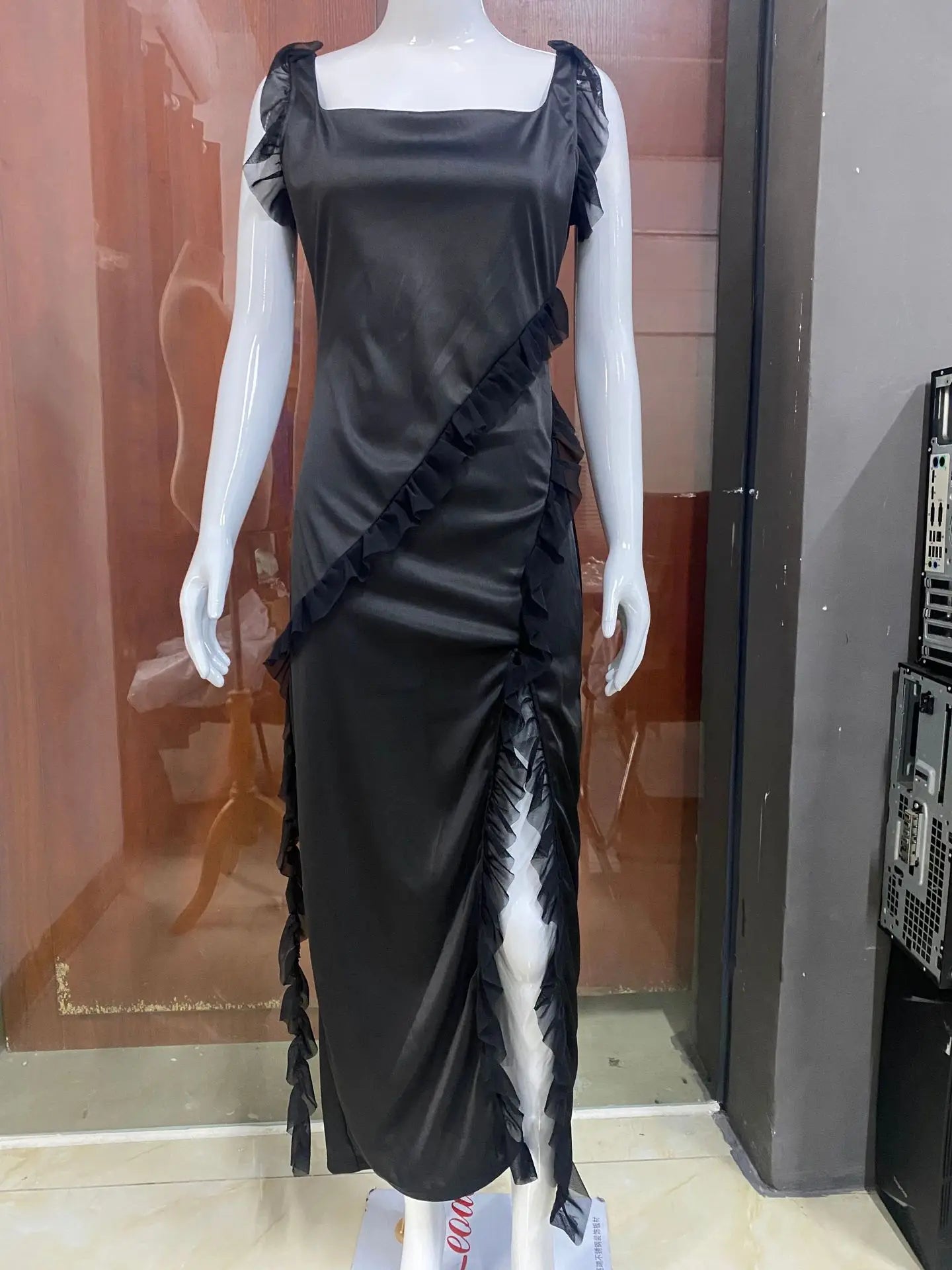 Pleated Backless Red Dress Partywear