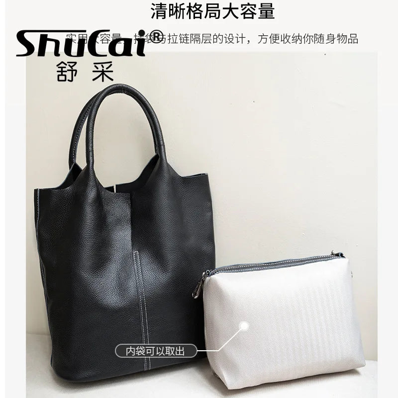 Soft Leather Tote Large Capacity Women - Glamora