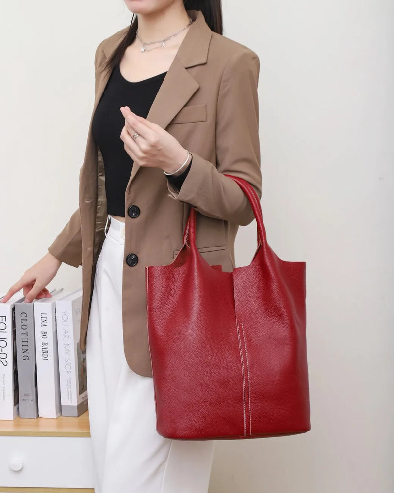 Soft Leather Tote Large Capacity Women - Glamora
