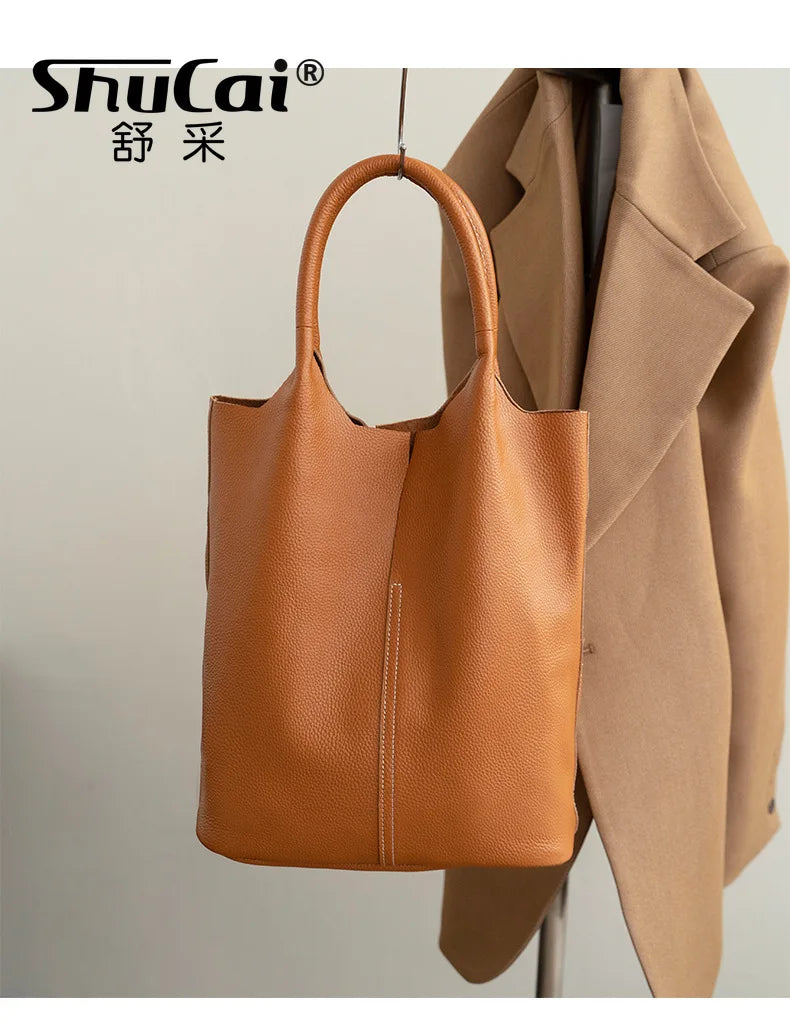 Soft Leather Tote Large Capacity Women - Glamora