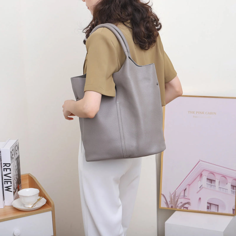 Soft Leather Tote Large Capacity Women - Glamora