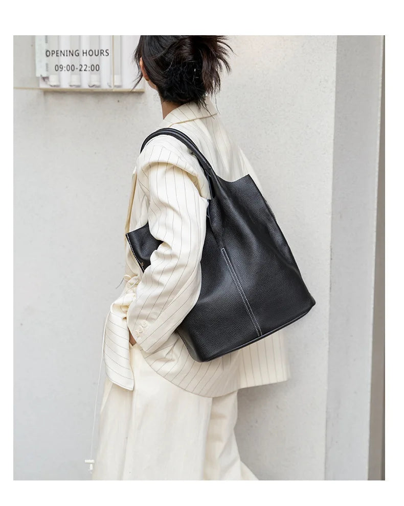 Soft Leather Tote Large Capacity Women - Glamora