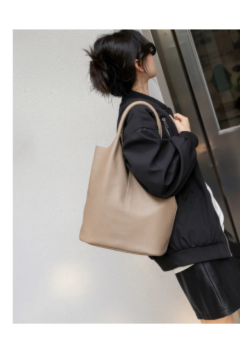 Soft Leather Tote Large Capacity Women - Glamora