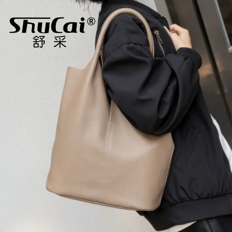 Soft Leather Tote Large Capacity Women - Glamora