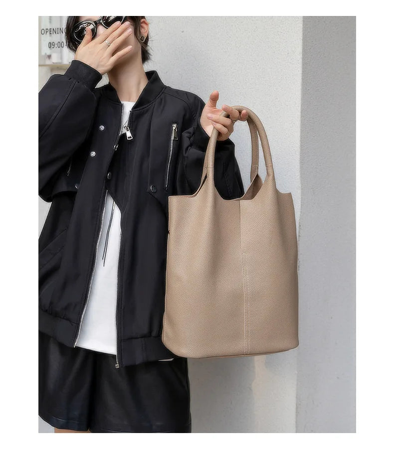 Soft Leather Tote Large Capacity Women - Glamora