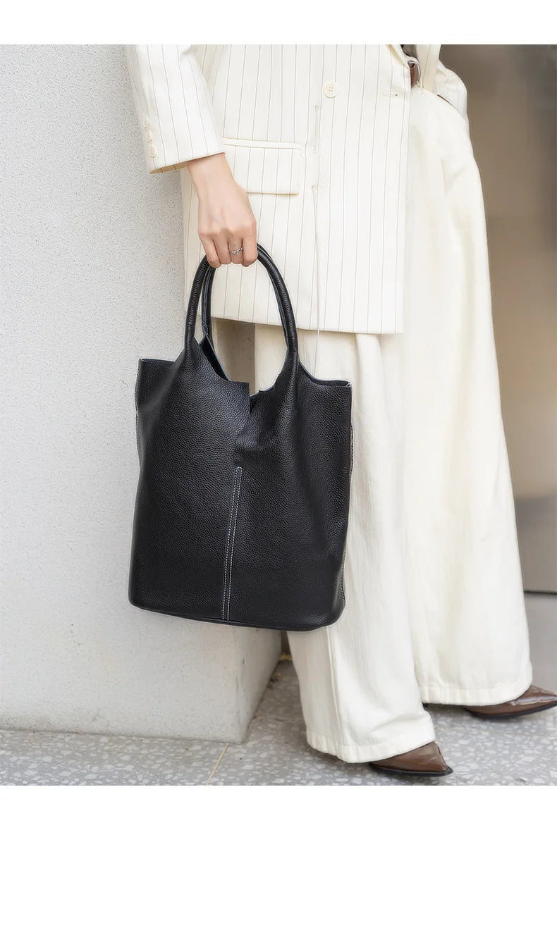 Soft Leather Tote Large Capacity Women - Glamora