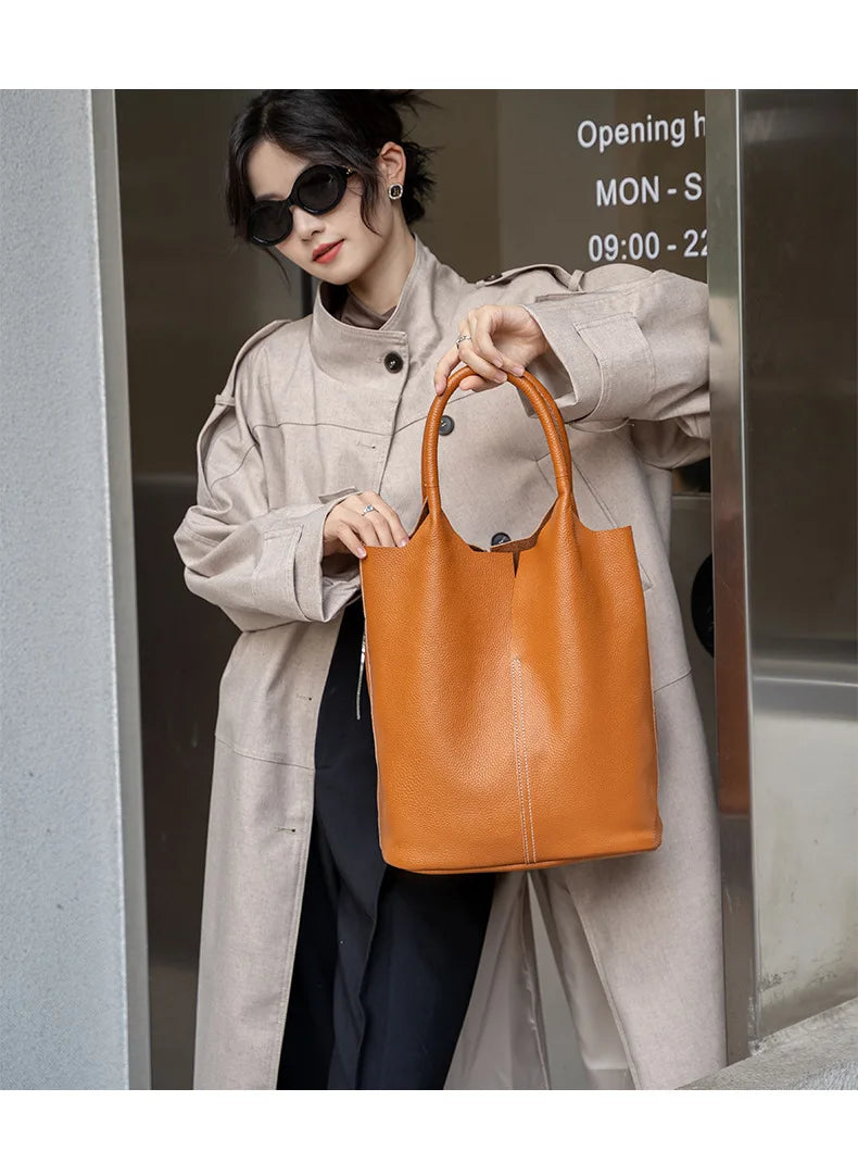 Soft Leather Tote Large Capacity Women - Glamora