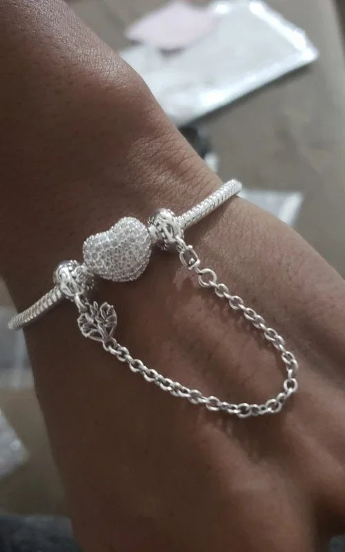 Handmade Sterling Silver Zircon Heart Set - Glamora