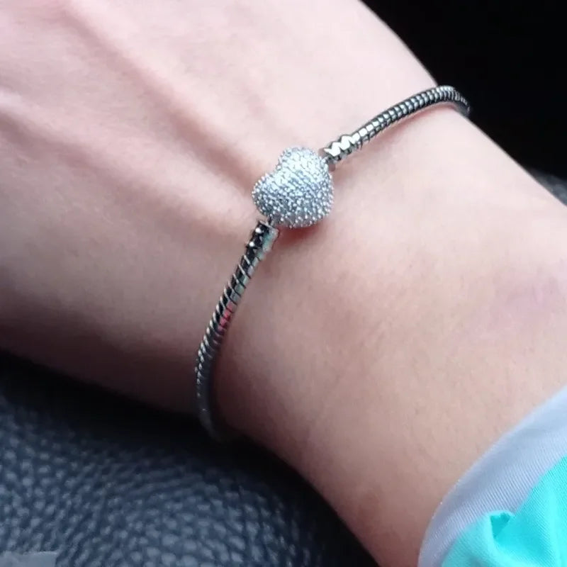 Handmade Sterling Silver Zircon Heart Set - Glamora