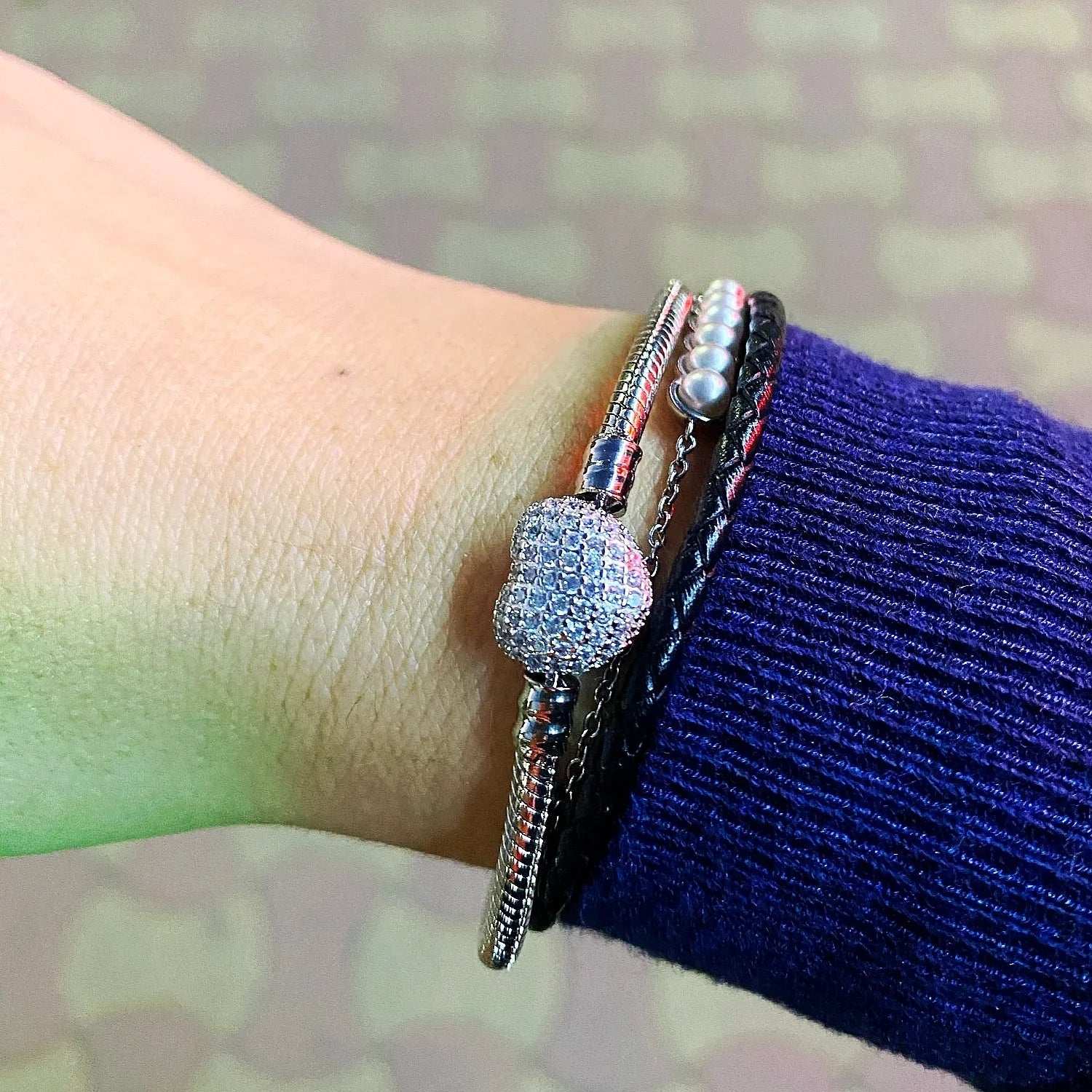 Handmade Sterling Silver Zircon Heart Set