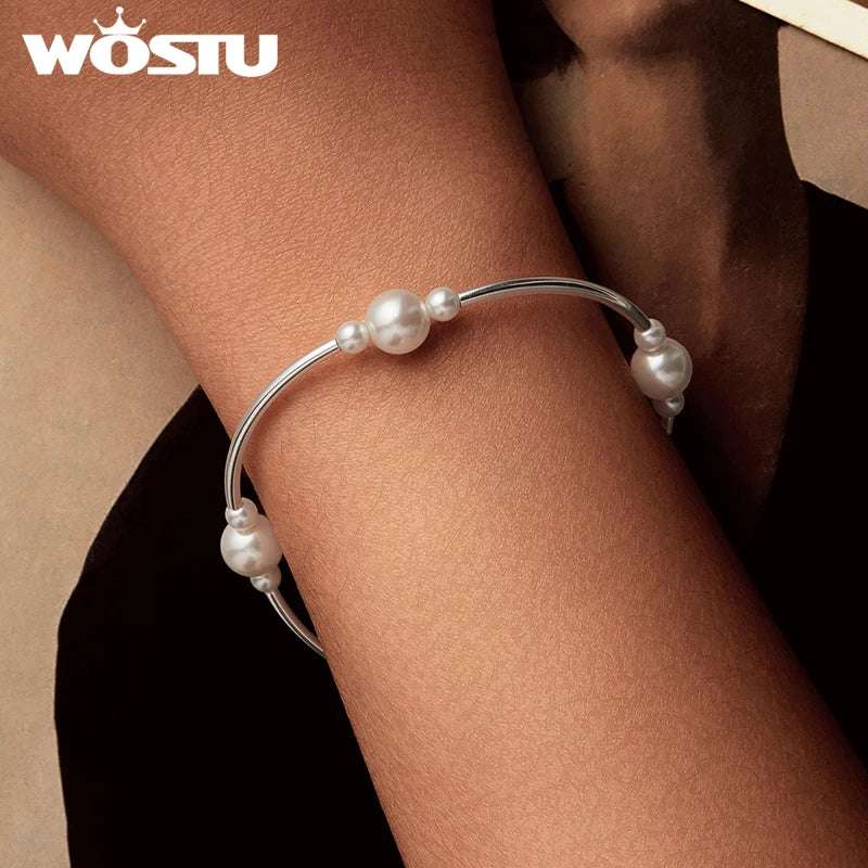 Sterling Silver Hanadama Pearl Bangle
