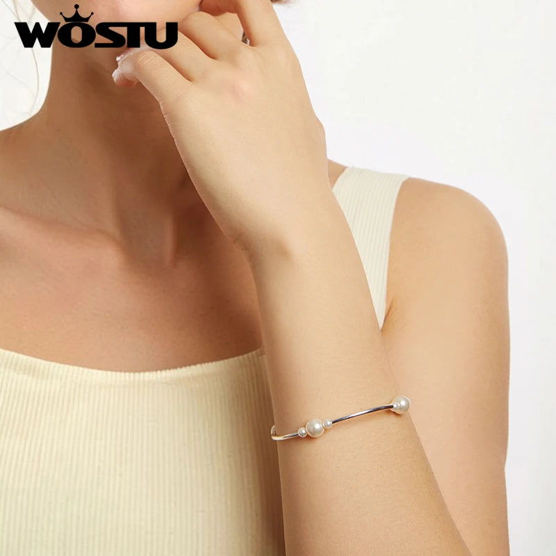 Sterling Silver Hanadama Pearl Bangle - Glamora