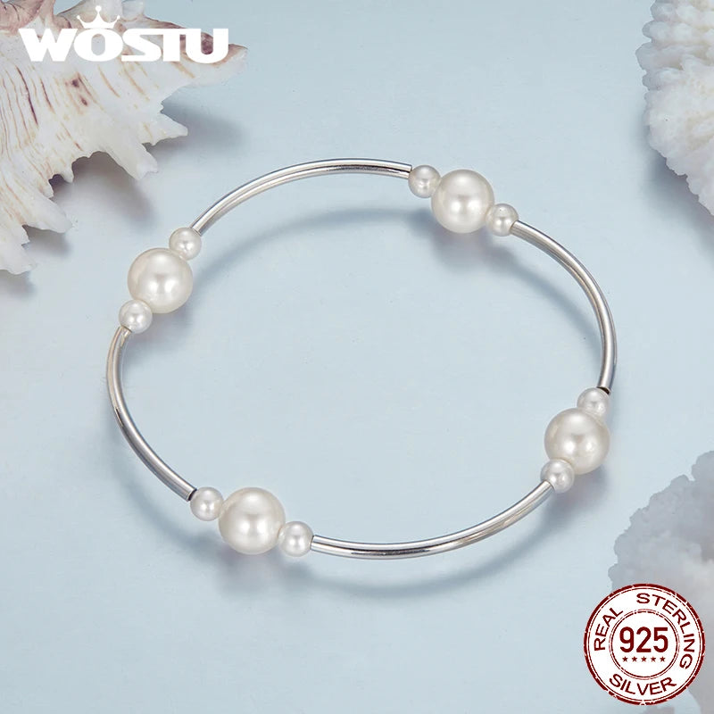 Sterling Silver Hanadama Pearl Bangle
