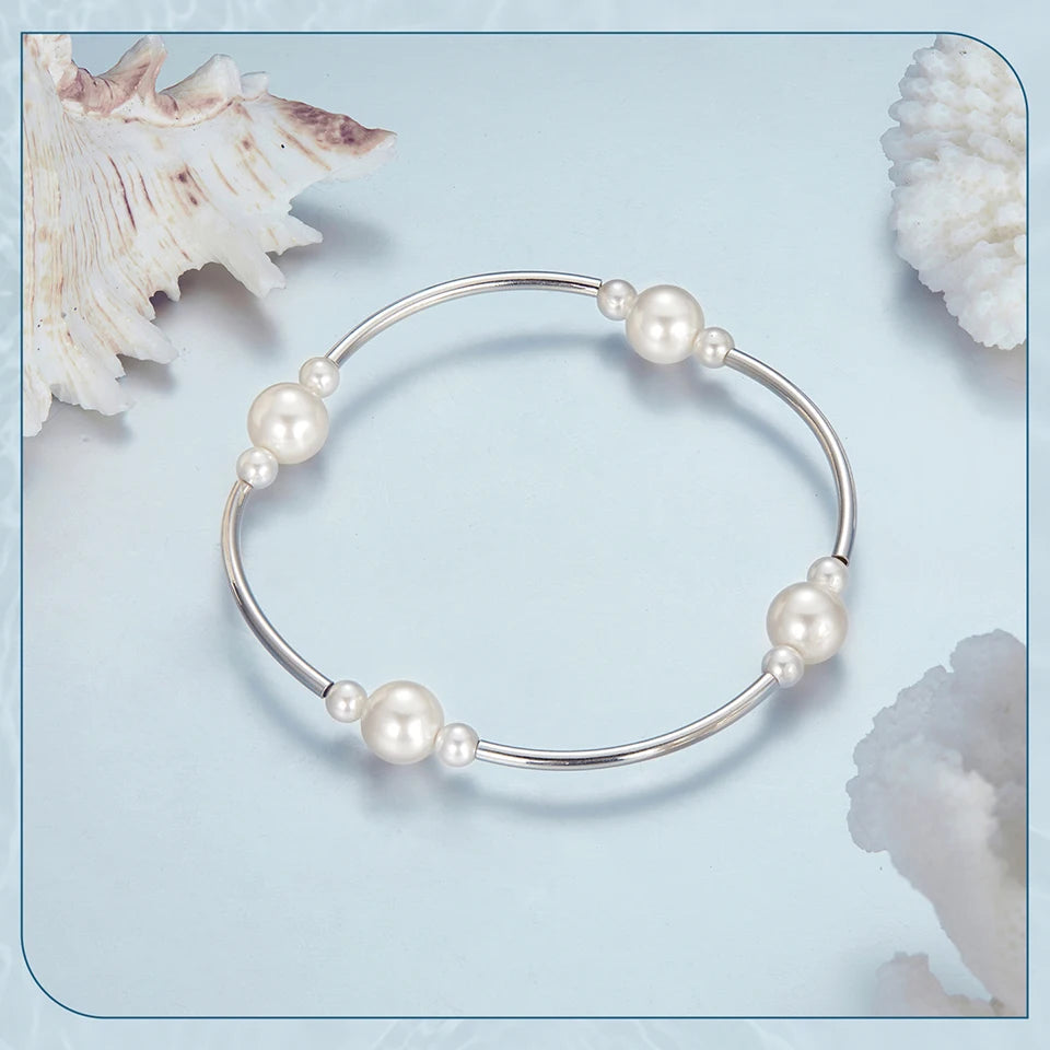 Sterling Silver Hanadama Pearl Bangle