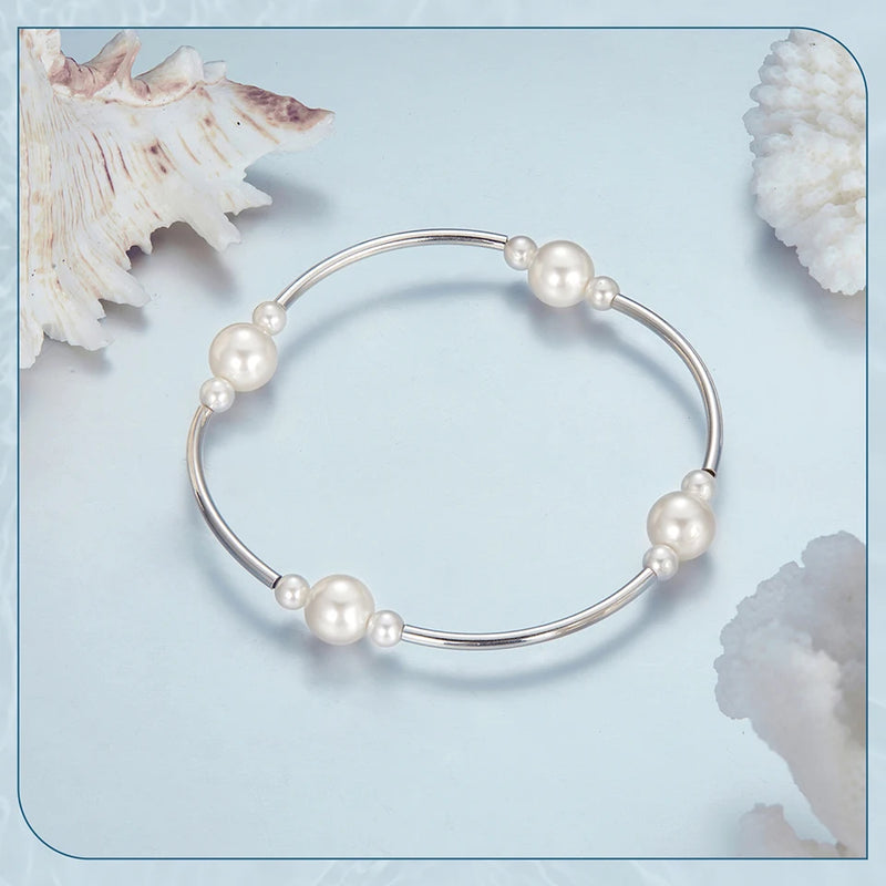 Sterling Silver Hanadama Pearl Bangle - Glamora