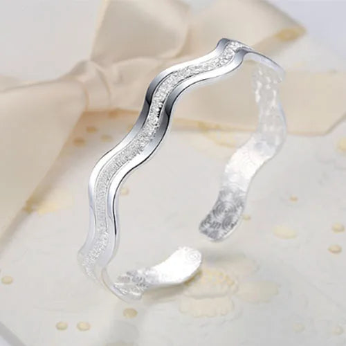 925 Sterling Silver Ripple Cuff Bracelet