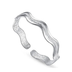 925 Sterling Silver Ripple Cuff Bracelet - Glamora
