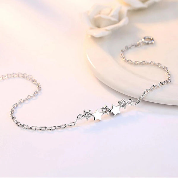 925 Sterling Silver Star Cubic Zirconia Bracelet - Glamora