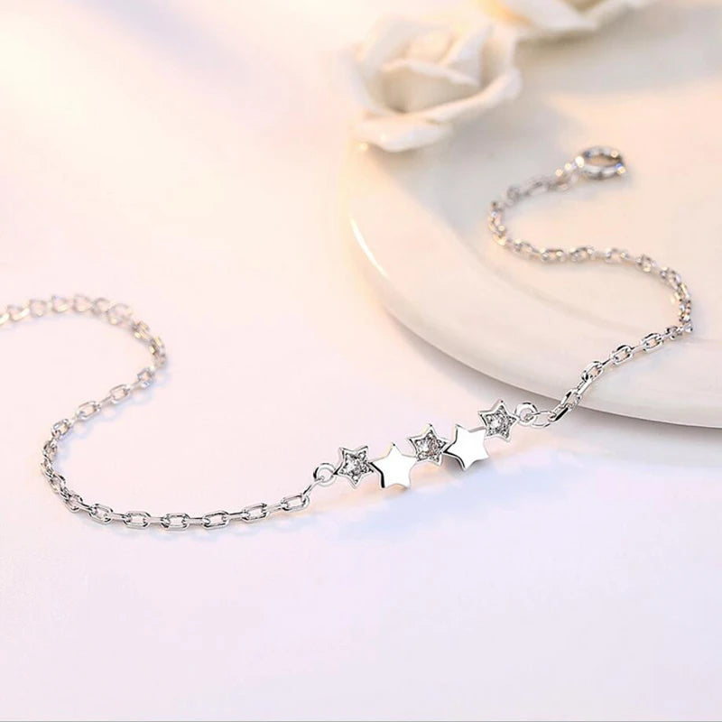 925 Sterling Silver Star Cubic Zirconia Bracelet - Glamora