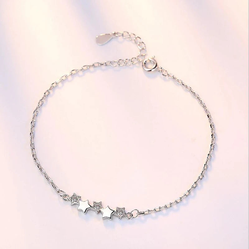 925 Sterling Silver Star Cubic Zirconia Bracelet - Glamora