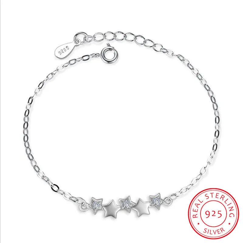 925 Sterling Silver Star Cubic Zirconia Bracelet - Glamora