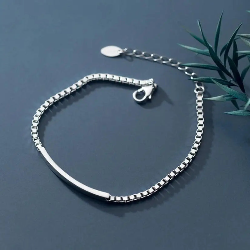 Sterling Silver Minimalist Box Chain Bracelet - Glamora