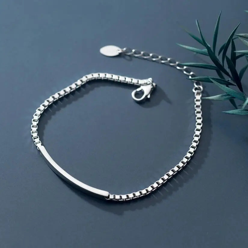 Sterling Silver Minimalist Box Chain Bracelet