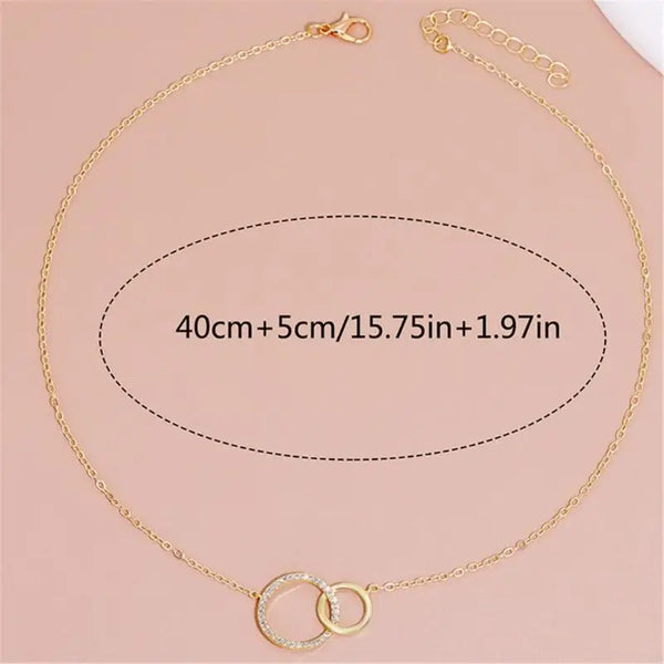 Dainty Double Circle Brass Necklace - Glamora